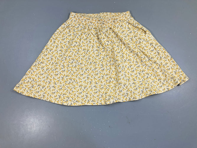 Jupe jersey jaune pâle fleurie, moins cher chez Petit Kiwi