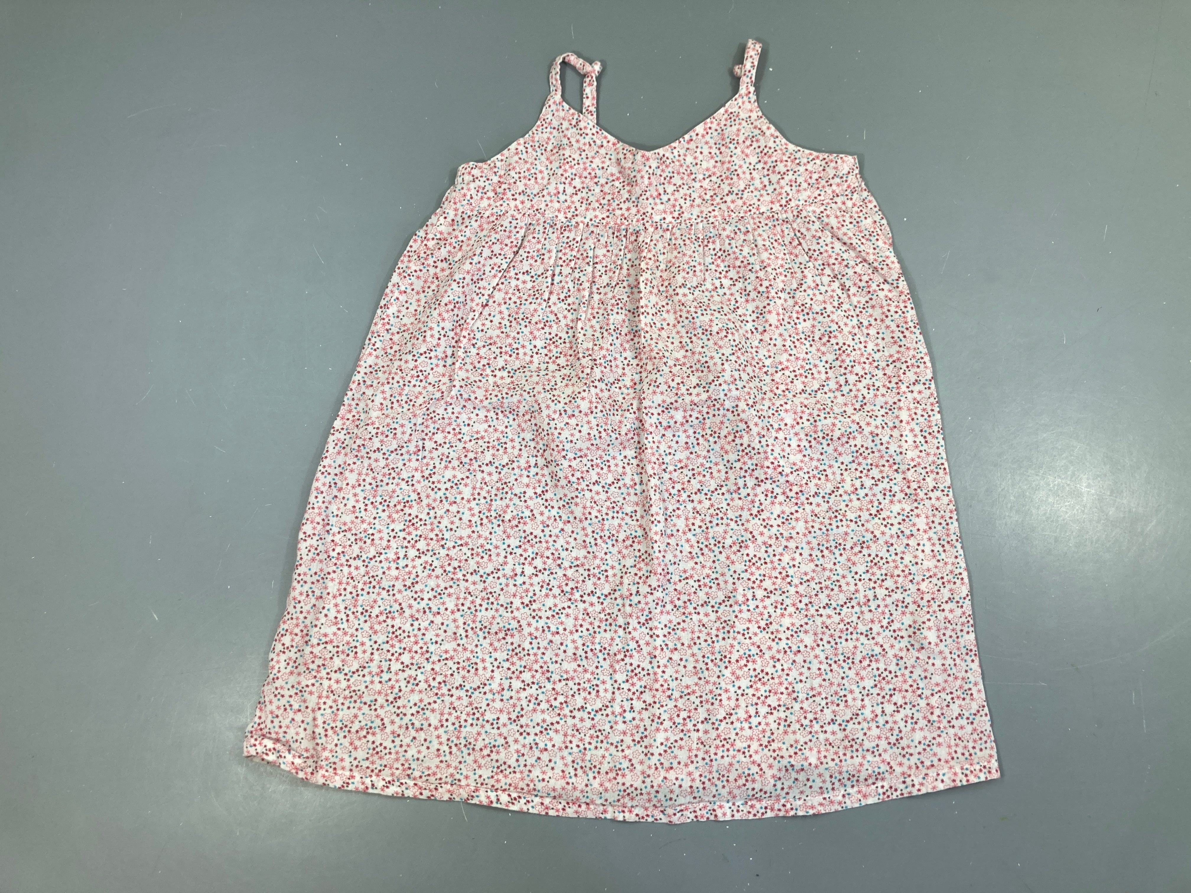 Robe fines bretelles blan fleurie rose/bleu