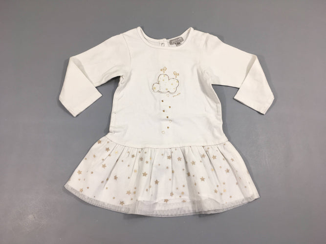 Robe m.l blanche nuage bas tulle, moins cher chez Petit Kiwi