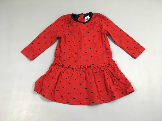 Robe m.l molleton rouge/bleu marine coeurs, moins cher chez Petit Kiwi