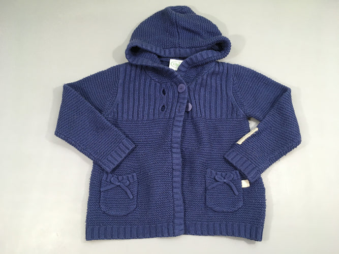 Gilet à capuche bleu foncé Disney, légèrement bouloché, moins cher chez Petit Kiwi