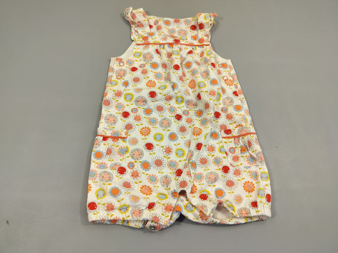 Combishort s.m blanche motifs fleurs, moins cher chez Petit Kiwi