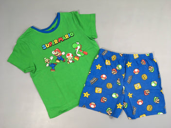 Pyjashort 2pcs jersey vert bleu Super Mario