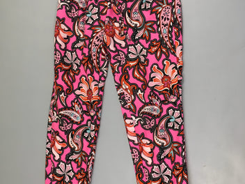 Pantalon fluide rose motifs taille élastique