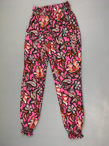 Pantalon fluide rose motifs taille élastique, moins cher chez Petit Kiwi