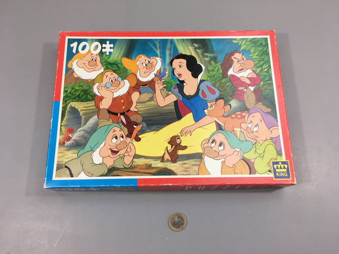 Complet puzzle 100pcs Blanche Neige 5+, boite un peu abimée, moins cher chez Petit Kiwi