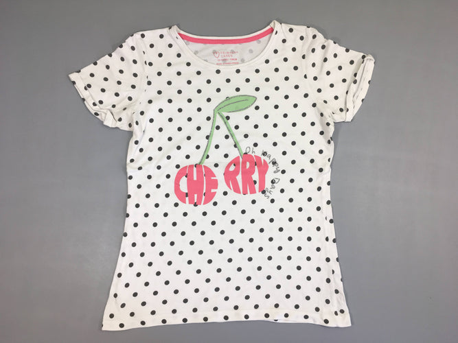 T-shirt m.c blanc pois cerises, moins cher chez Petit Kiwi