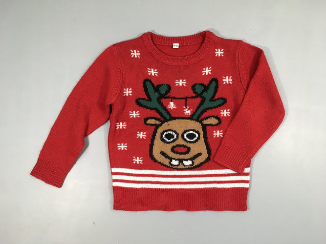 Pull rouge de Noël Bouloché, moins cher chez Petit Kiwi