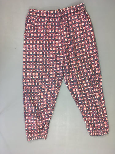 Pantalon sarouel court jersey motifs bleu foncé/corail, légèrement bouloché, moins cher chez Petit Kiwi