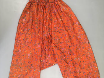Pantalon sarouel s.mocké voile orange motifs, transparent