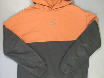 Sweat orange/gris à capuche NF