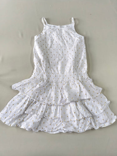 Robe fines bretelles blanche pois paillettes dorées, moins cher chez Petit Kiwi