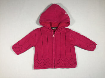 Gilet zippé à capuche rose foncé doublé polar