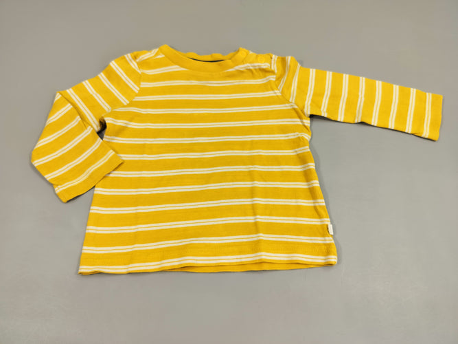 T-shirt m.l jaune rayé blanc, moins cher chez Petit Kiwi