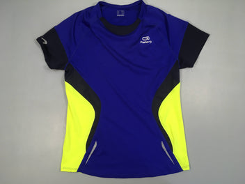 T-shirt m.c bleu/anis de sport, Kalenji