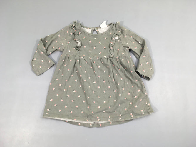 Robe m.l jersey kaki fleurs, moins cher chez Petit Kiwi