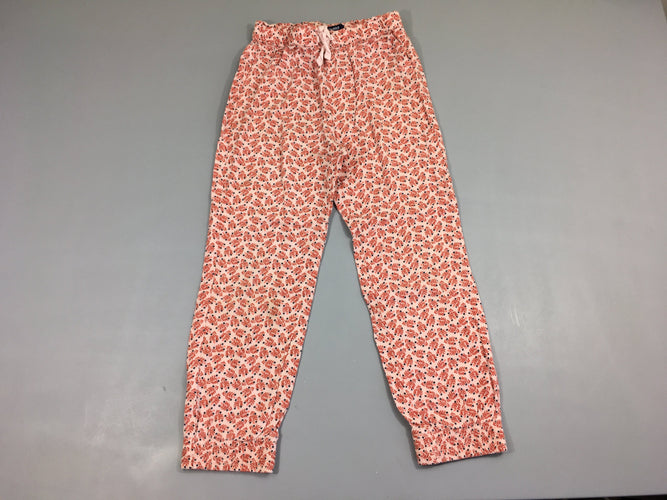 Pantalon fluide rose pâle feuillage rouilles, moins cher chez Petit Kiwi