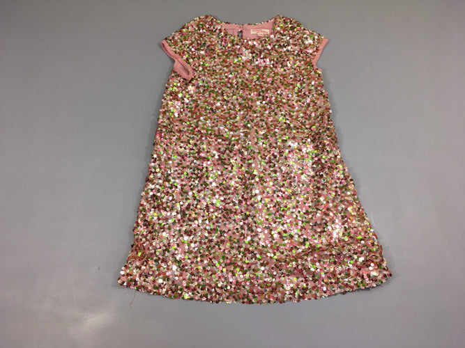 Robe m.c sequins rose/doré, moins cher chez Petit Kiwi