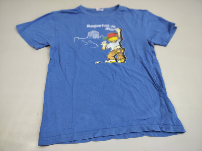 T-shirt m.c bleu "Roquetas de Mar" , un peu délavé, moins cher chez Petit Kiwi