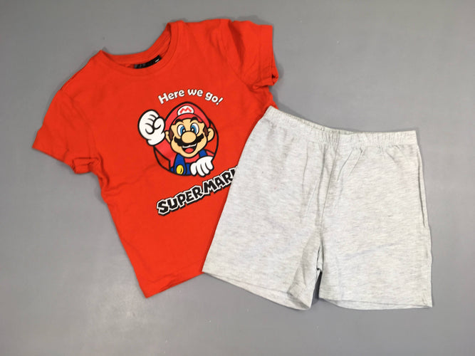 Pyjashort 2pcs jersey rouge-gris Super Mario, moins cher chez Petit Kiwi