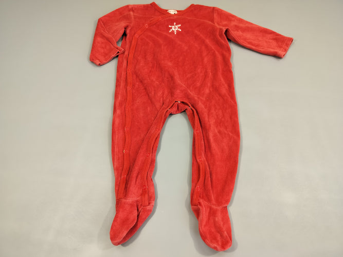 Pyjama velours rouge motif blanc, moins cher chez Petit Kiwi