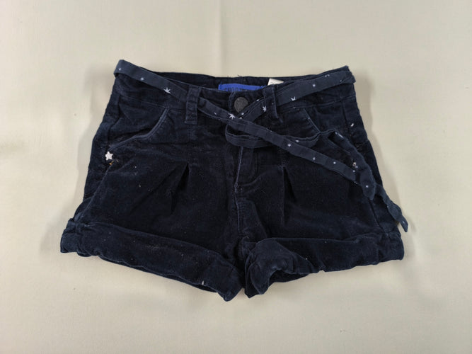 Short velours à revers bleu foncé ceinture coton étoiles, moins cher chez Petit Kiwi