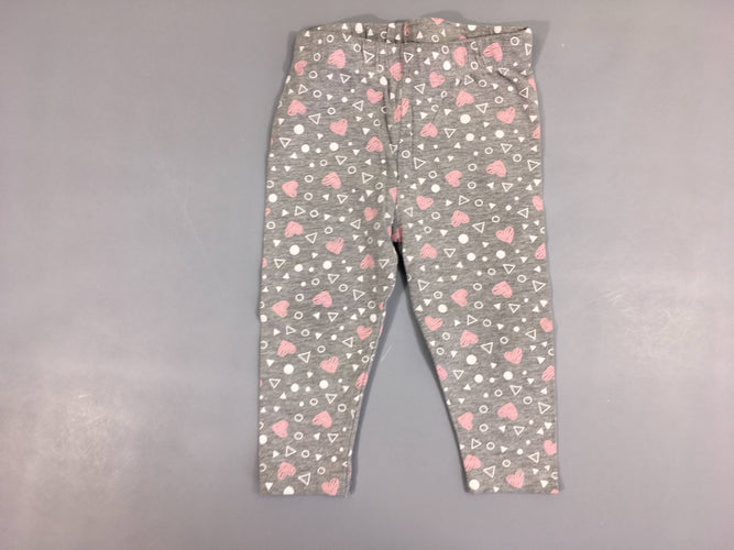 Legging gris chiné coeurs, moins cher chez Petit Kiwi