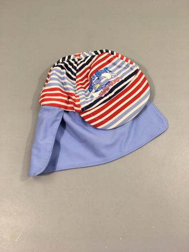 Casquette anti-UV, lignée bleu, blanc , rouge, moins cher chez Petit Kiwi