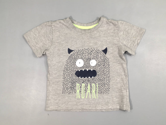 T-shirt m.c gris flammé monstre, moins cher chez Petit Kiwi