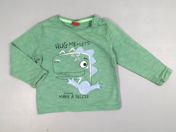 T-shirt m.l vert flammé dinosaure