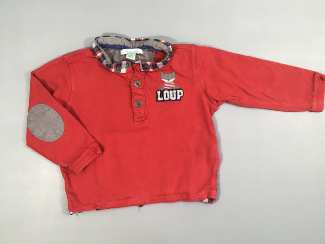 Polo m.l jersey rouge loup, moins cher chez Petit Kiwi