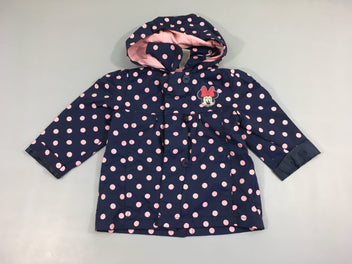 Veste légère bleu marine pois roses Minnie à capuche