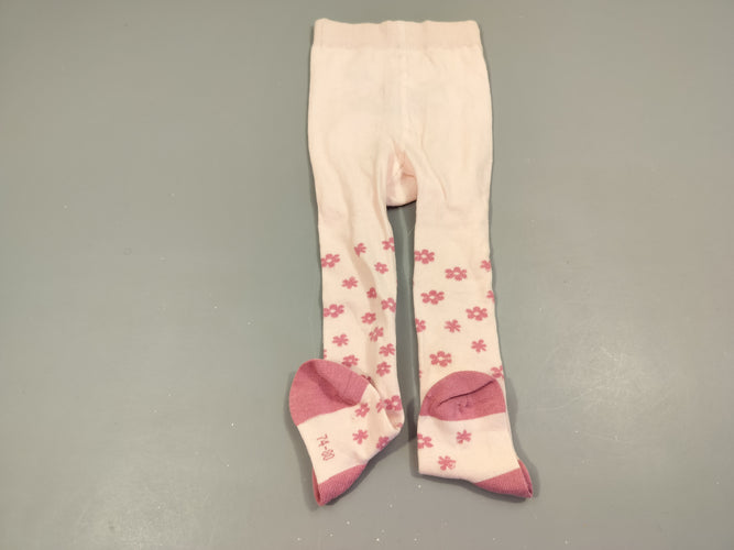 Collants rose clair, fleurs roses 75% coton 22% polyamide  2% élasthanne, moins cher chez Petit Kiwi