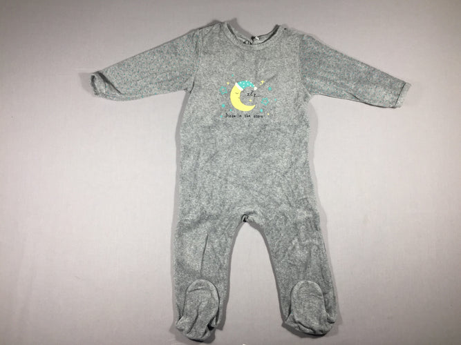 Pyjama velours gris lune, moins cher chez Petit Kiwi