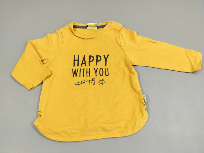 T-shirt m.l jaune "Happy whit you ", moins cher chez Petit Kiwi