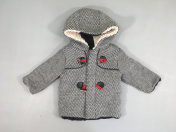 Gilet-veste noir/blanc à capuche, intérieur bouloché