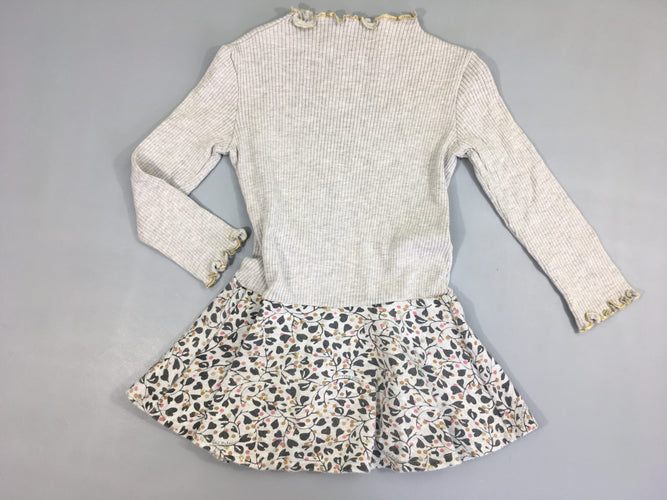 Robe m.l gris chiné bas fleurs, moins cher chez Petit Kiwi