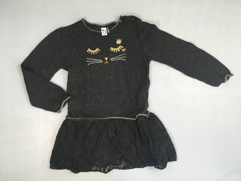 Robe m.l pull noir irisé bas tulle