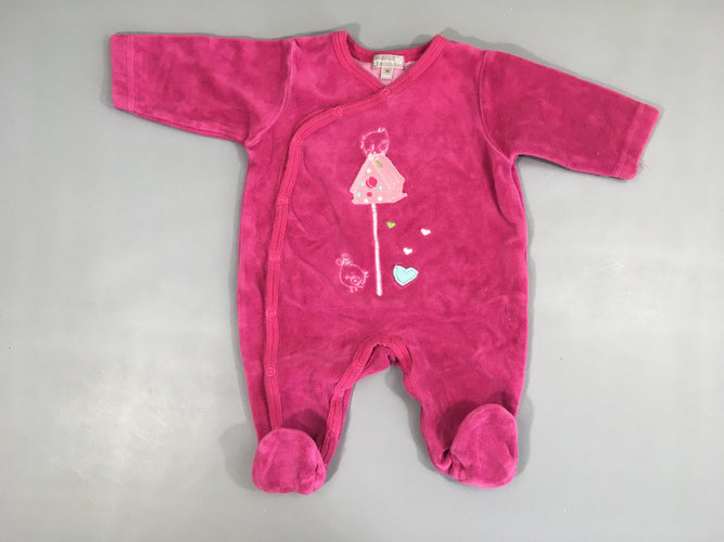 Pyjama velours rose vif nichoir, moins cher chez Petit Kiwi