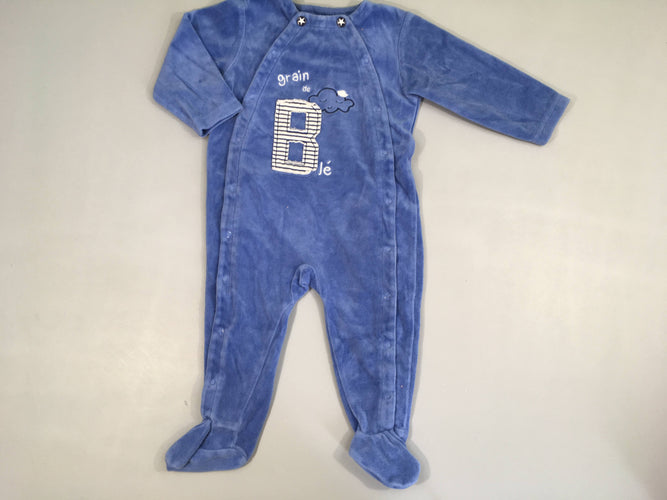 Pyjama velours bleu B, moins cher chez Petit Kiwi