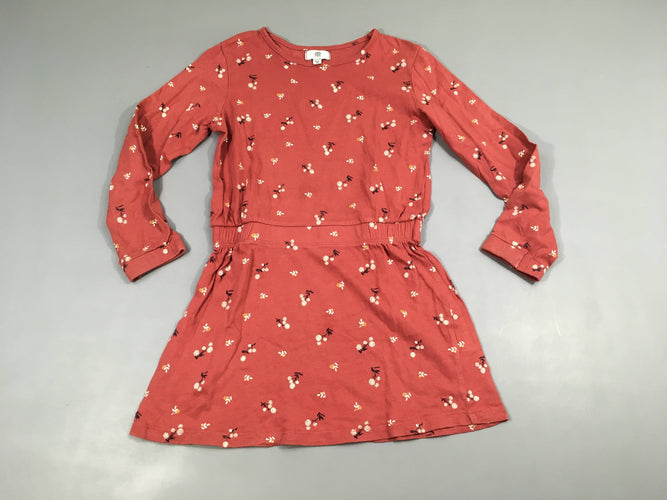 Robe m.l jersey vieux rose foncé fleuri, moins cher chez Petit Kiwi