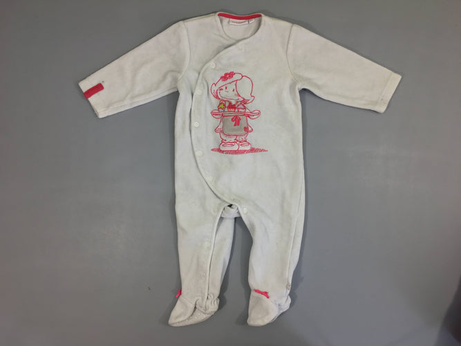 Pyjama velours blanc fille, moins cher chez Petit Kiwi