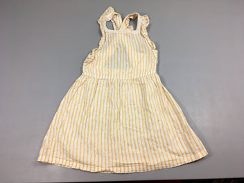 Robe à bretelles crème ligné argenté jaune croisé au dos s.moks