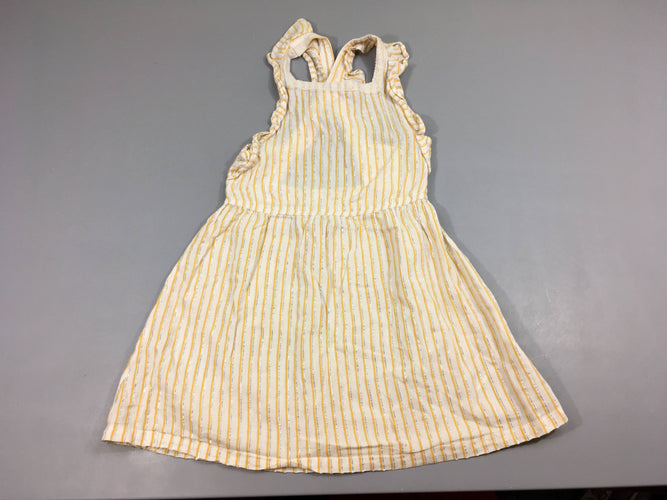 Robe à bretelles crème ligné argenté jaune croisé au dos s.moks, moins cher chez Petit Kiwi