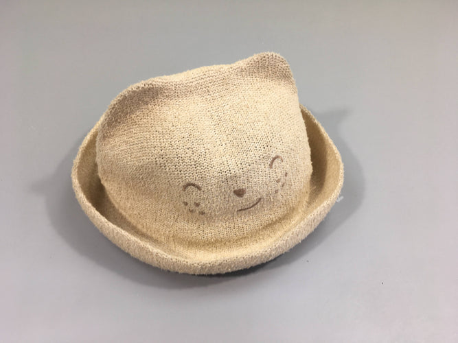 Chapeau imitation paille chat, bouloché, moins cher chez Petit Kiwi