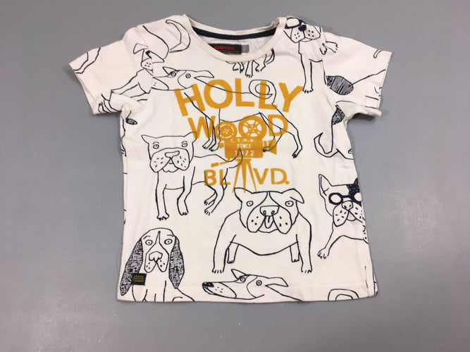 T-shirt m.c blanc Holly Wood chiens, moins cher chez Petit Kiwi