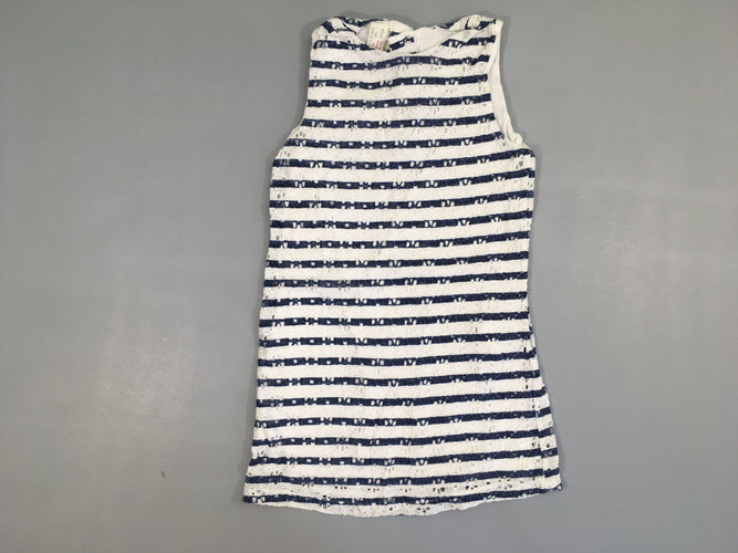 Robe s.m broderies blanc rayé bleu, moins cher chez Petit Kiwi