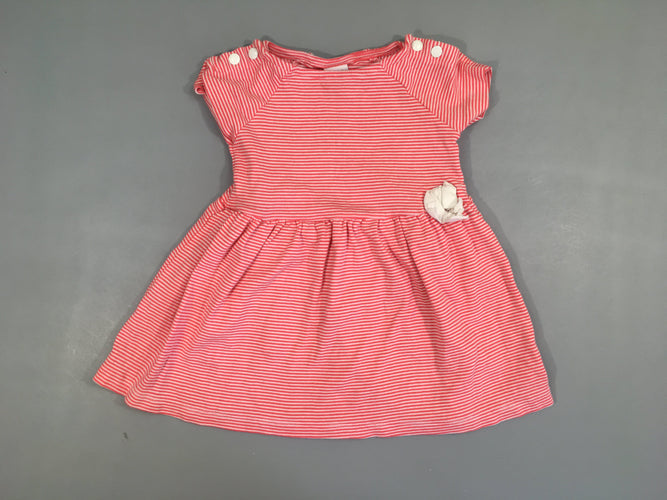 Robe m.c molleton rayé rose/blanc, moins cher chez Petit Kiwi