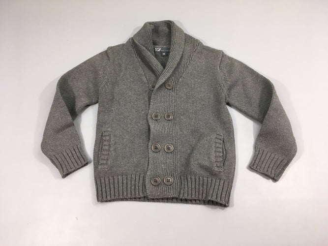 Gilet gris col châle 100%coton, moins cher chez Petit Kiwi