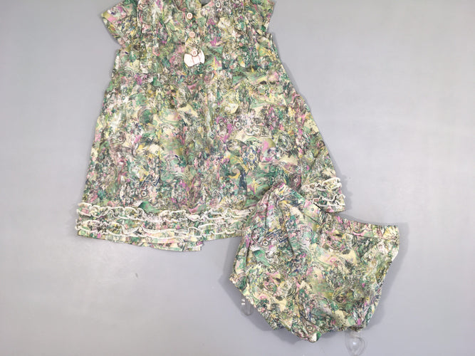 Robe m.c vert motifs + shorty, moins cher chez Petit Kiwi